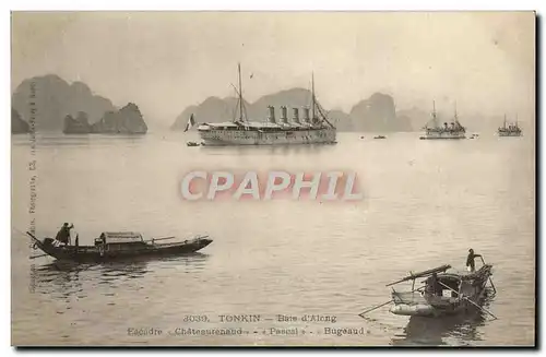 Cartes postales Tonkin Baie d&#39Along Escadre Chateaurenaud Pacal Bugeaud Indochine
