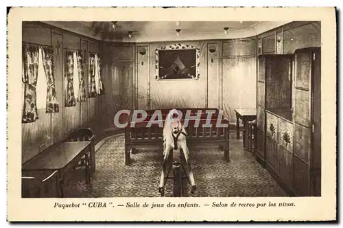 Cartes postales Bateau Paquebot Cuba Salle de jeux des enfants Cheval