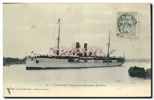 Cartes postales Bateau L'Amazone Paquebot de Messageries Maritimes