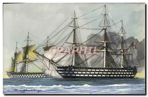 Cartes postales Bateau Vaisseaux Combat a l'embossage Haffner