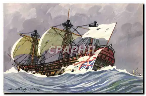 Cartes postales Bateau Haffner Vaisseaux Apres la capture Prise du Warwick par l'Atalante