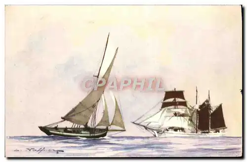 Cartes postales Bateau Haffner Pilote et Trois Mats Goelette