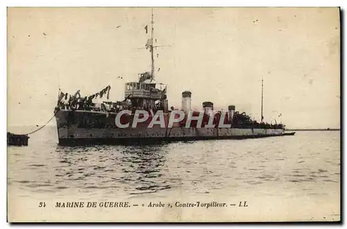 Cartes postales Marine De Guerre Arabe Contre Torpilleur Bateau