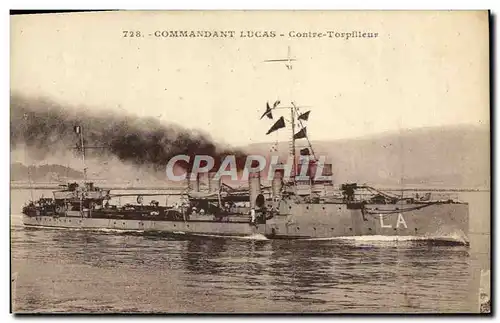 Cartes postales Commandant Lucas Contre Torpilleur Bateau