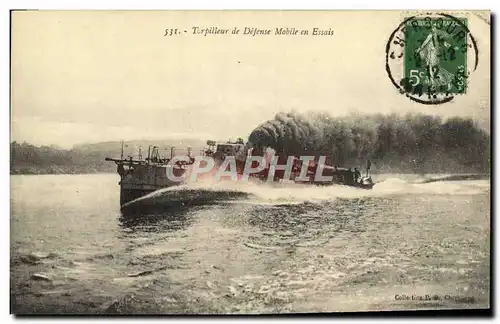 Cartes postales Torpilleur de Defense Mobile en Essais Bateau