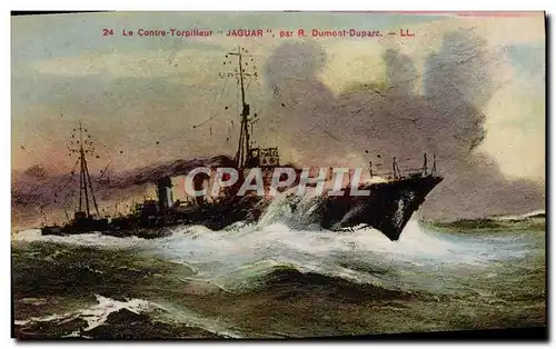 Ansichtskarte AK Bateau Le Contre Torpilleur Jaguar par R Dumont Duparc