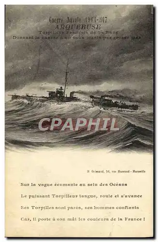 Ansichtskarte AK Bateau Guerre Navale Arquebuse Torpilleur francais de 1er rang