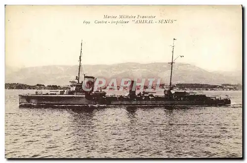 Cartes postales Bateau Marine Militaire Francaise Contre Torpilleur Amiiral Senes