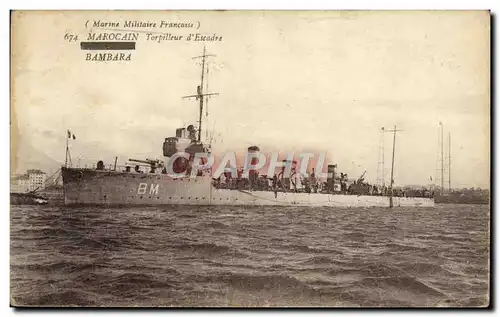 Cartes postales Bateau Marocain Torpilleur d'Escadre Bambara