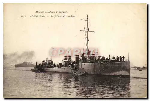 Cartes postales Bateau Marine Militaire Francaise Mangini Torpilleur d&#39Escadre