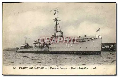 Cartes postales Bateau Marine de Guerre Contre Torpilleur Enseigne Roux