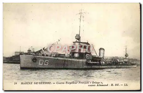 Ansichtskarte AK Bateau Marine De Guerre Contre Torpilleur Francais Delage ancien allemand H 147