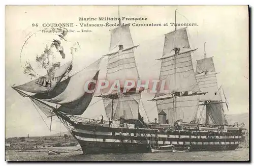 Cartes postales Bateau Marine Militaire Francaise Couronne Vaisseau Ecole des Canonniers et Timoniers