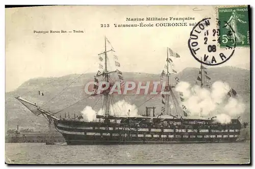 Cartes postales Bateau Marine Militaire Francaise Vaisseau Ecole Couronne