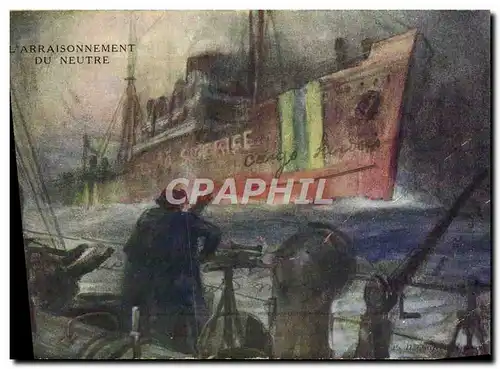 Cartes postales Bateau Arraisonnement Du Neutre Cargo