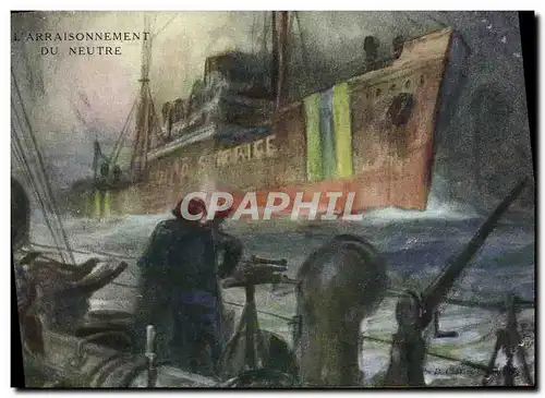 Cartes postales Bateau Arraisonnement Du Neutre Cargo