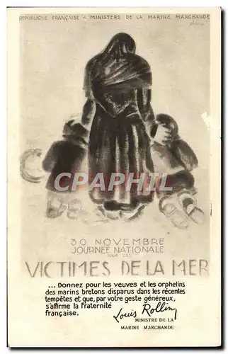 Cartes postales Bateau Victimes De La Mer 30 Novembre Louis Rollin Minsitre de la Marine Marchande