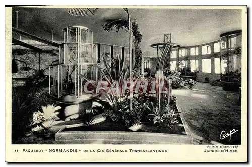 Cartes postales Bateau Paquebot Normandie De La Cie Generale Transatlantique Jardin d'hiver