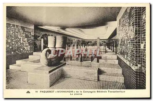 Cartes postales Bateau Paquebot Normandie de la Compagnie Generale La piscine