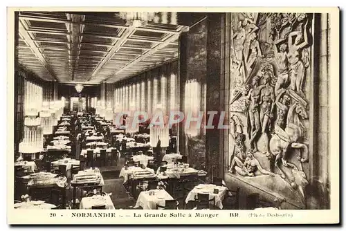 Cartes postales Bateau Paquebot Normandie de la Grande Salle a Manger