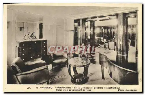 Ansichtskarte AK Bateau Interieur du Paquebot Normandie de la Compagnie Generale Transatlantique Salon d&#39un ap
