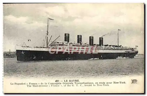 Cartes postales Bateau Le Havre Paquebot France de la Compagnie Generale Transatlantique