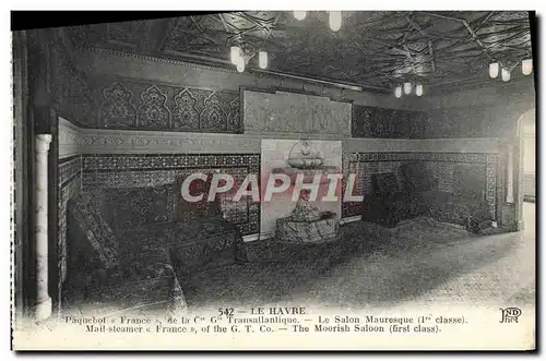 Ansichtskarte AK Bateau Le Havre Paquebot France de la Compagnie Generale Transatlantique Le salon Mauresque