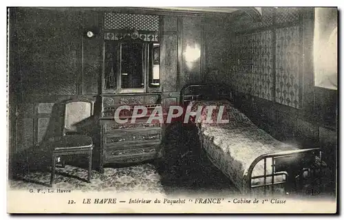 Ansichtskarte AK Bateau Le Havre Interieur du Paquebot France Cabine de 1ere classe