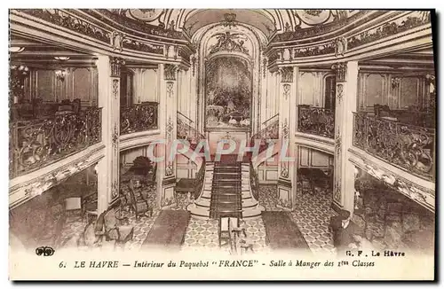 Cartes postales Bateau Le Havre Le Transatlantique France Interieur Salle a manger des 1ere classes