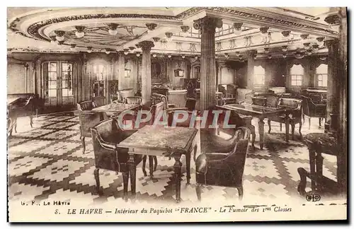 Cartes postales Bateau Le Havre Le Transatlantique France Le fumoir des 1ere classes