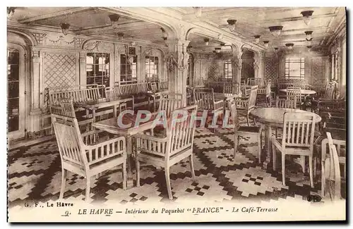 Cartes postales Bateau Le Havre Le Transatlantique France Le cafe terrasse