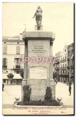 Ansichtskarte AK Bateau Figueras Monumento a Monturiol Inventor del primer submarino Sous marin