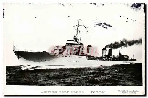 Cartes postales Bateau Contre Torpilleur Bison