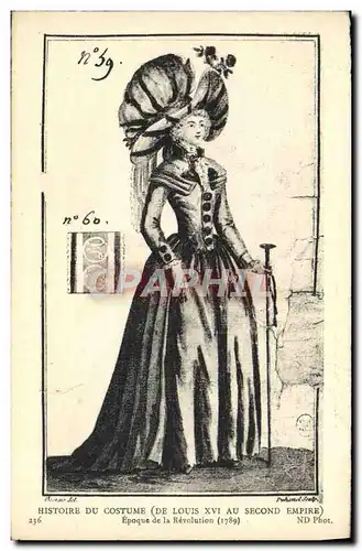 Cartes postales Histoire Du Costume de Louis XVI au Second Empire Epoque de la REvolution 1789