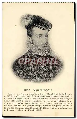 Cartes postales Duc D&#39Alencon Francois de France