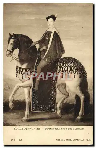 Ansichtskarte AK Ecole Francaise Portrait Equestre du Duc D&#39Alencon Musee Conde Chantilly