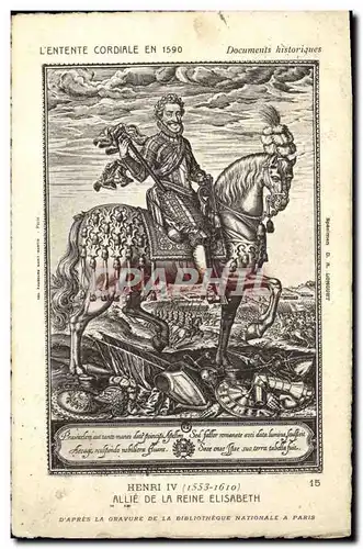 Cartes postales Henri IV Allie De La Reine Elisabeth