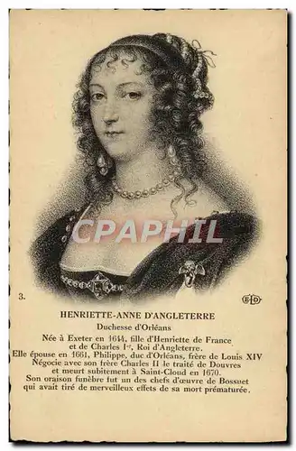 Ansichtskarte AK Henriette Anne D&#39Angleterre Duchesse d&#39Orleans