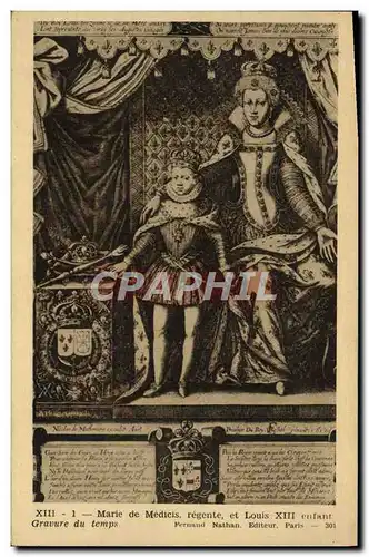 Cartes postales Marie de Medicis Regente et Louis XII enfant