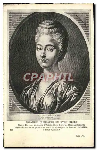 Ansichtskarte AK Estampes Francaises Du Siecle Marie Therese Comtesse d&#39Artois Belle soeur de Marie Antoinette
