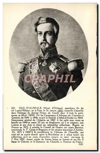 Cartes postales Duc d&#39Aumale Henri d&#39Orleans