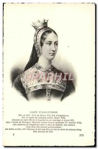 Cartes postales Marie d&#39Angleterre Fille de Henri IV roi d&#39Angleterre