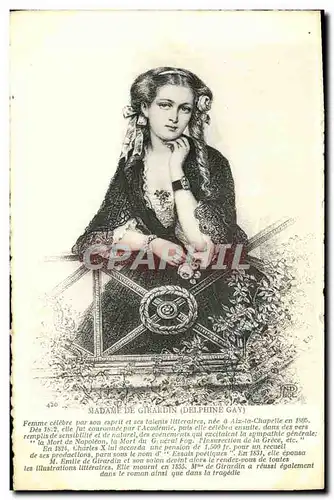 Cartes postales Madame de Girardin Delphine Gay