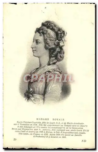 Cartes postales Madame Royale fille de Louis XVI