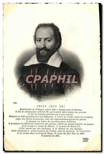 Cartes postales Sully Maximillen de Bethune Henri IV