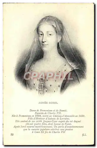 Cartes postales Agnes Sorel Dame de Fromenteau et de Beaute Favorite de Charles VII