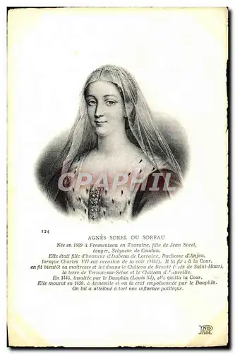 Ansichtskarte AK Agnes Sorel Ou Soreau Fille de Jean Sorel Fille d&#39honneur d&#39Isabeau de Lorraine Duchesse d