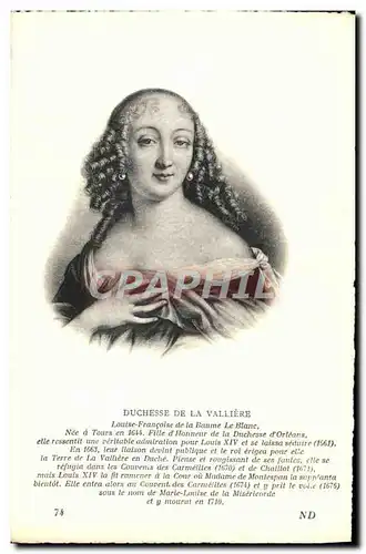 Cartes postales Duchesse De La Valliere Fille d&#39honneur de la duchesse d&#39Orleans