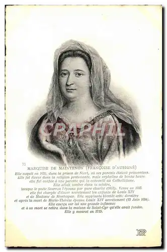 Cartes postales Marquise De Maintenon Francoise d&#39Aubigne