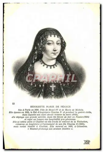 Cartes postales Henriette Marie De France